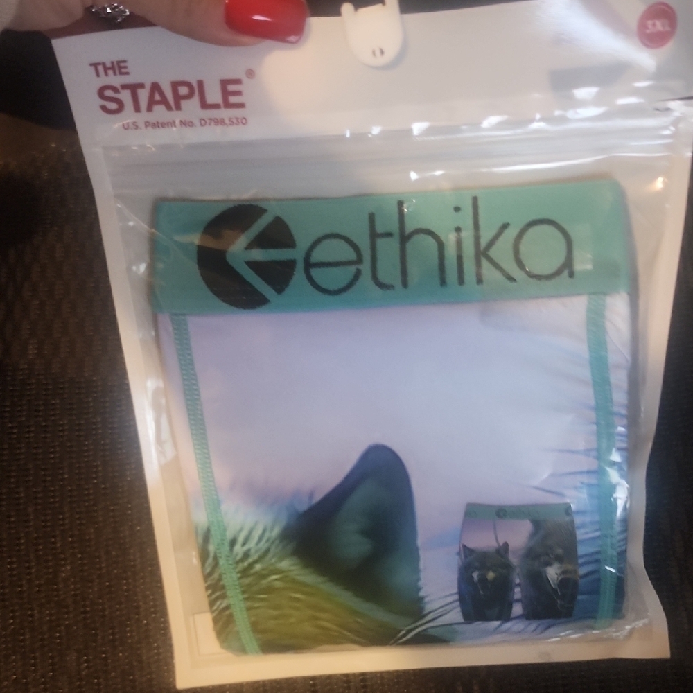 Ethika Staple Boxer Briefs with Wolf Print in Green and White
